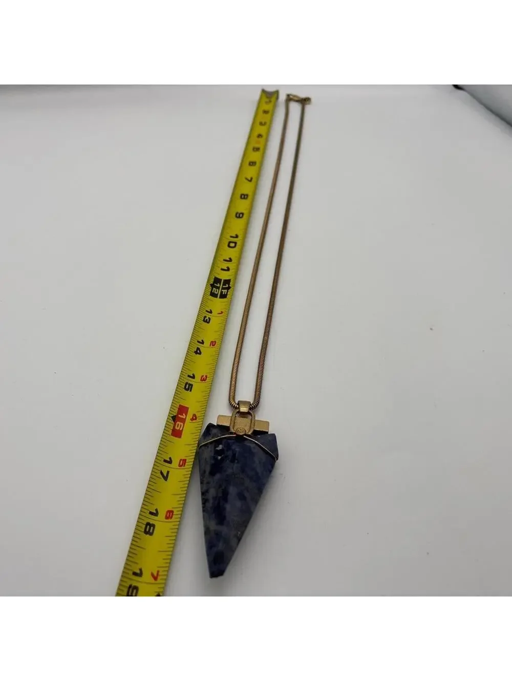 Tory Burch Sodalite Arrowhead Pendant Necklace Gold Tone Rope Chain